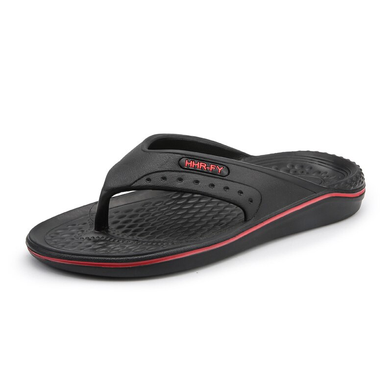 Ccharmix massage tøffel mandlige strand rejse hjemmesko sko mænd sommer skridsikker svømning flip flops herre hus sko stor størrelse 45: Sort rød / 10