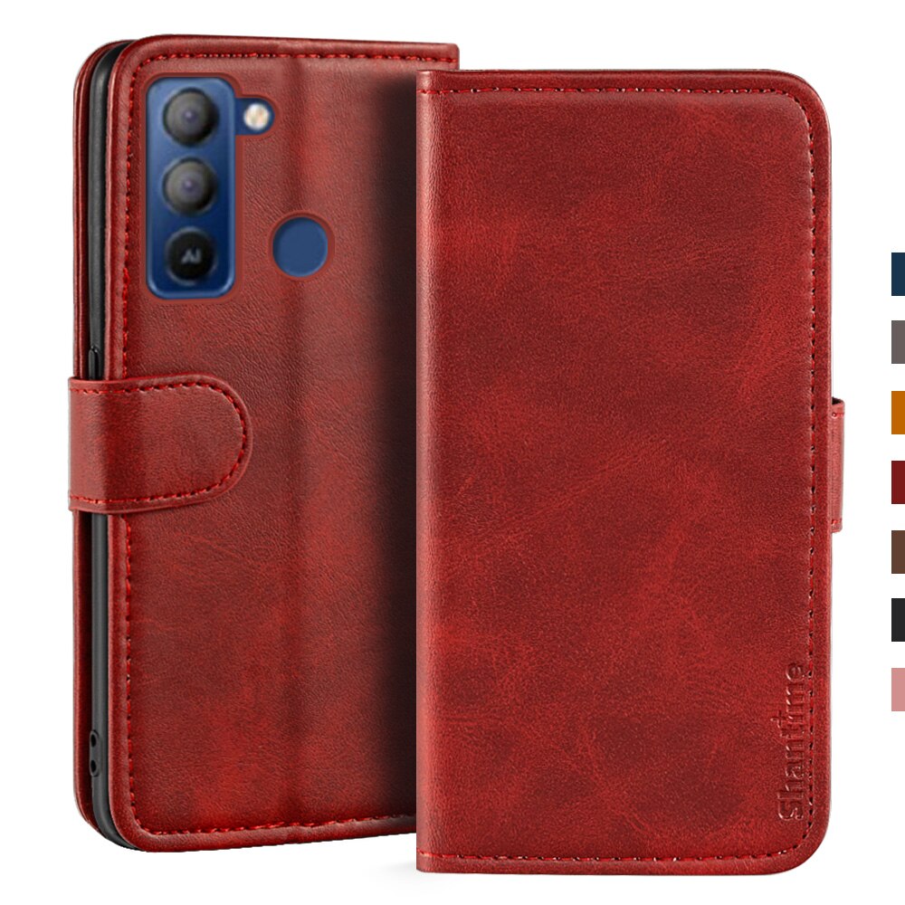 Coque en cuir pour Tecno Pop 5 LTE, étui portefeuille magnétique, Coque de téléphone avec support: For Tecno Pop 5 LTE / Red
