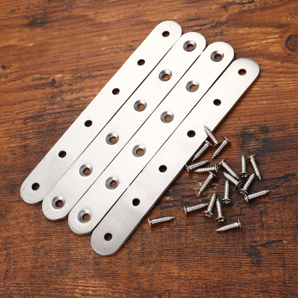 6 Holes Stainless Steel Hardware Thick Durable Multi-standard Furniture Connection Flat Straight Fixing Plates Corner Code: Default Title