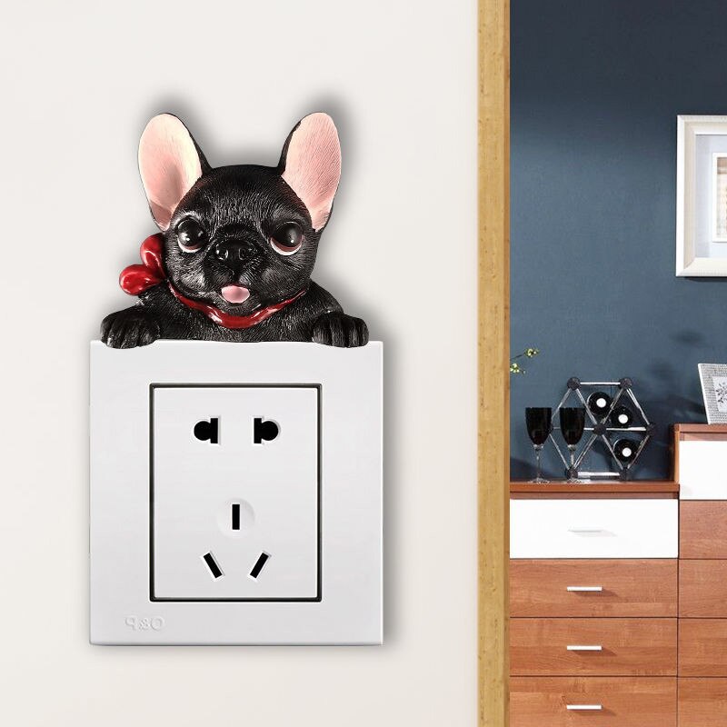 Home Decoratie Cartoon Dier Schakelaar Stickers Muursticker Schakelaar Beschermhoes Pegatinas Interruptores De Luz Muur Decor: black dog