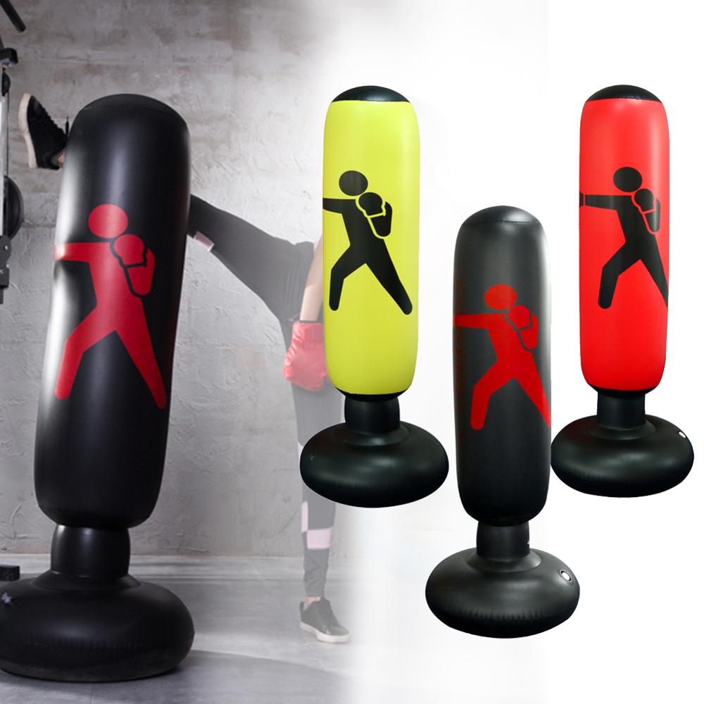 Lätt att flytta vertikal uppblåsbar boxpåse pvc förtjockning boxning pelare tumbler kamp kolonn boksäck väska fitness verktyg