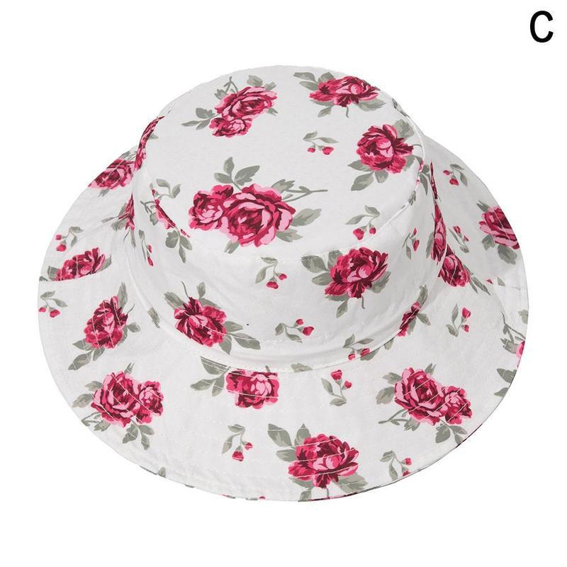Sombrero de Sol para bebé, gorra para niños y niñas, Panamá, protección, playa, cubo, estampado de flores, gorros para niños, UV Cartoo N9U3: rose / S