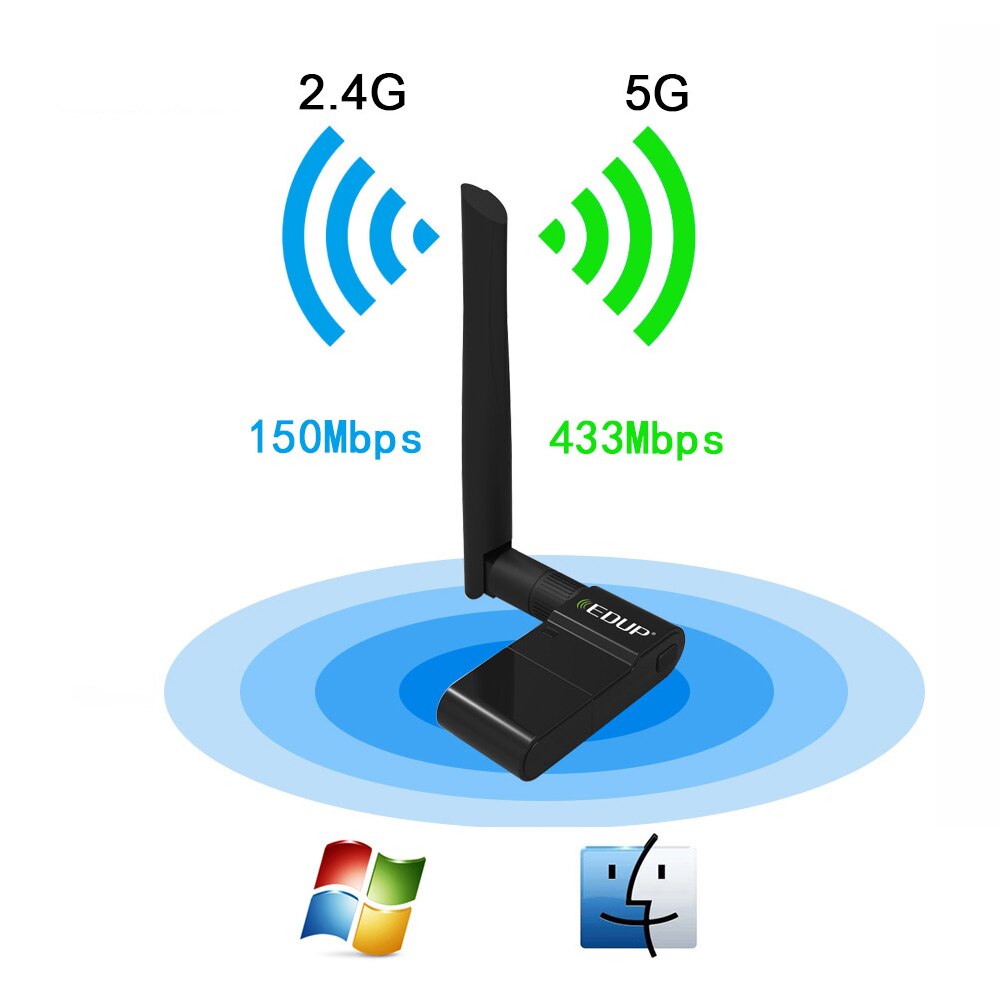 EDUP USB WiFi Adapter 600M Dual Band 2.4G/5GHz Wireless AC USB Ethernet Network Card Receiver for PC Laptop Windows Mac