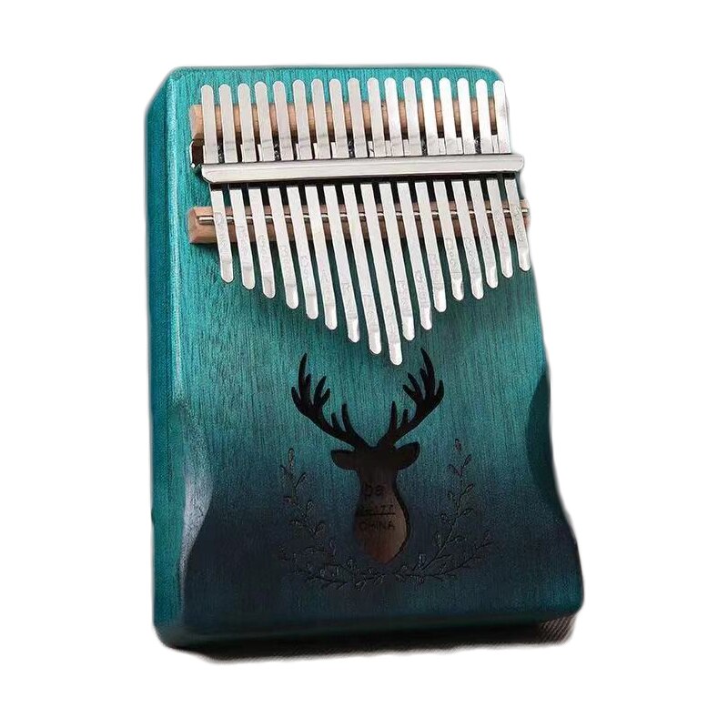 Kalimba Daumen Klavier 17 Schlüssel Mahagoni Finger Klavier Hinweis Geschnitzt mit Lernen Anweisung und Melodie Hammer Hirsch aufbringen Holz Farbe: Grün 3