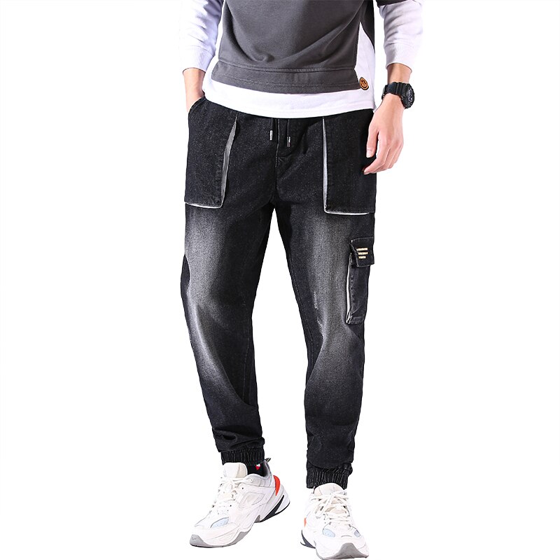 Pantalones vaqueros con banda elástica para hombre, Jeans masculinos de talla grande 5XL, 6XL, estilo japonés, a la , con bolsillos grandes,: XL