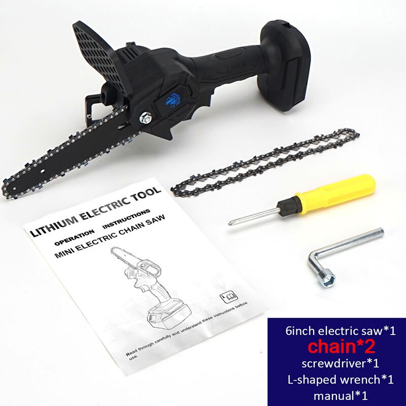 1200W 6 Inch Elektrische Zagen 1000W 4 Inch Elektrische Kettingzagen Verwijderbare Snoeizaag Voor Boom/Tuin/hout Trimmen Voeg 1 Meer Ketting: Black 6inch-1 chain