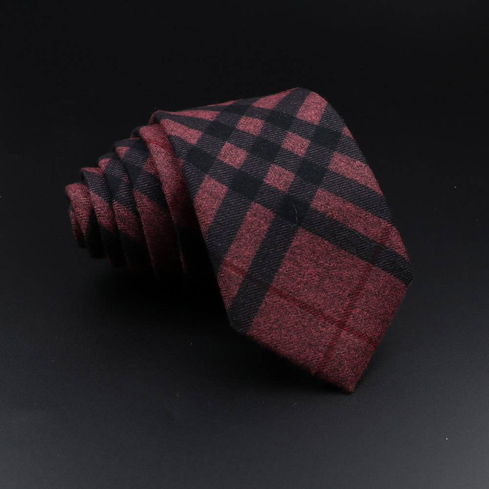 Men's Plaid Tie Cotton Black Grey Red Necktie Handmade Wool Narrow Collar Ties Wedding Business Party Suit Shirt Accessory: Light purple