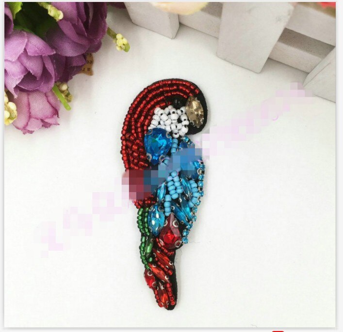 Vogel papegaai pailletten strass kralen broche patches applicatie naaien op kralen qpplique kleding schoenen tassen decoratie patch diy: 03
