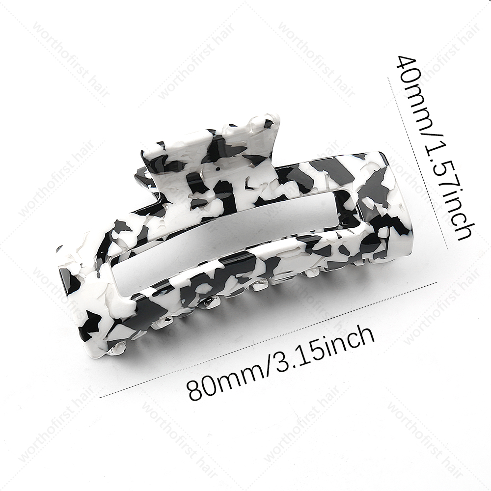 Haarclip Geometrische haarklauwen Vierkante acryl haarspelden Haarklemmen voor vrouwen Luipaardkorrel Haarkrabben Clip Haaraccessoires: Light Grey
