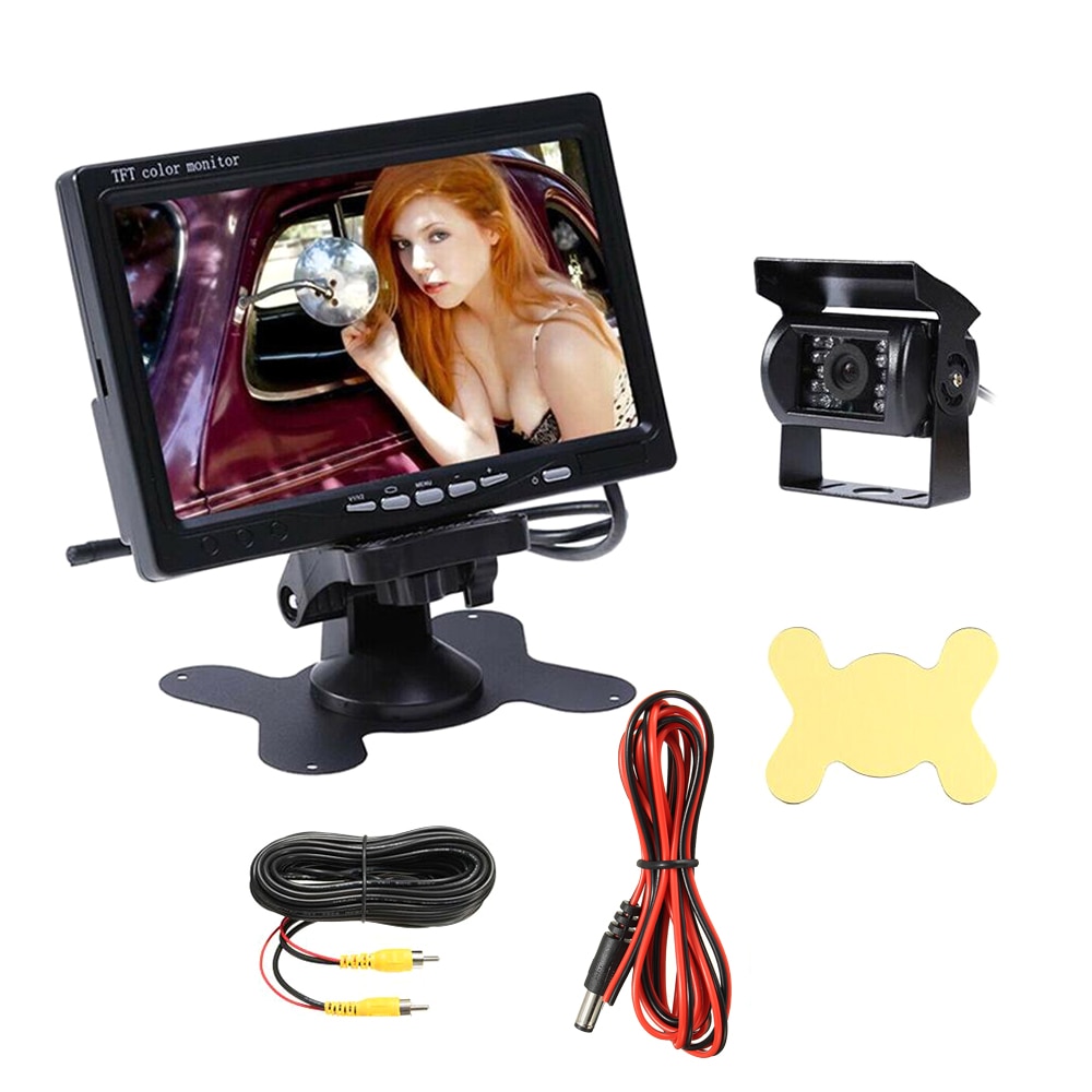 KKMOON 12-24V 7 "LCD Monitor Car Rear View Kit voor Bus Vrachtwagen Auto + 2 * IR Achteruitrijcamera Voor Truck Bus van Achteruitrijcamera Kit