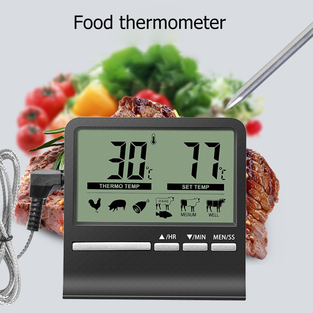 Digital Kitchen Thermometer LCD Display Stainless Steel BBQ Probe Barbecue Meat Thermometer Food Water Milk Cooking Thermometer