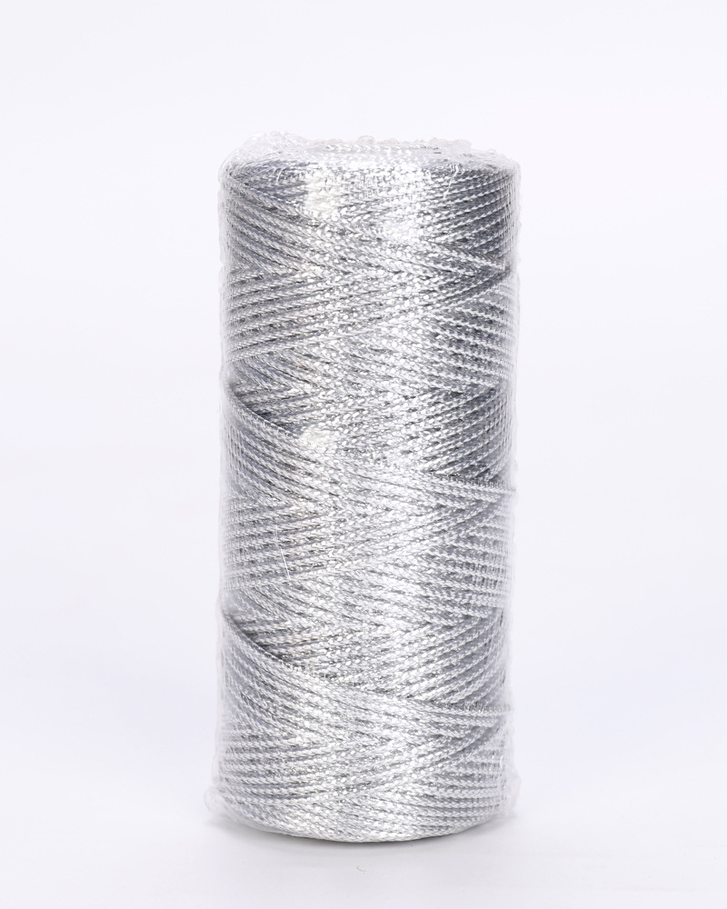 Handmade 1.5mm Gold Silver Cord Rope thread Twisted Macrame String DIY for Home Wedding decoration Tag and packaging Cord: Sliver