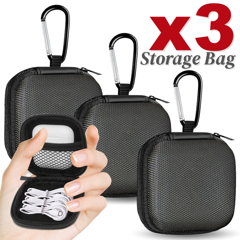 Estuche protector para auriculares, bolsa dura de transporte EVA con caja de gancho para auriculares, accesorios para tarjetas de memoria, funda protectora a prueba de golpes