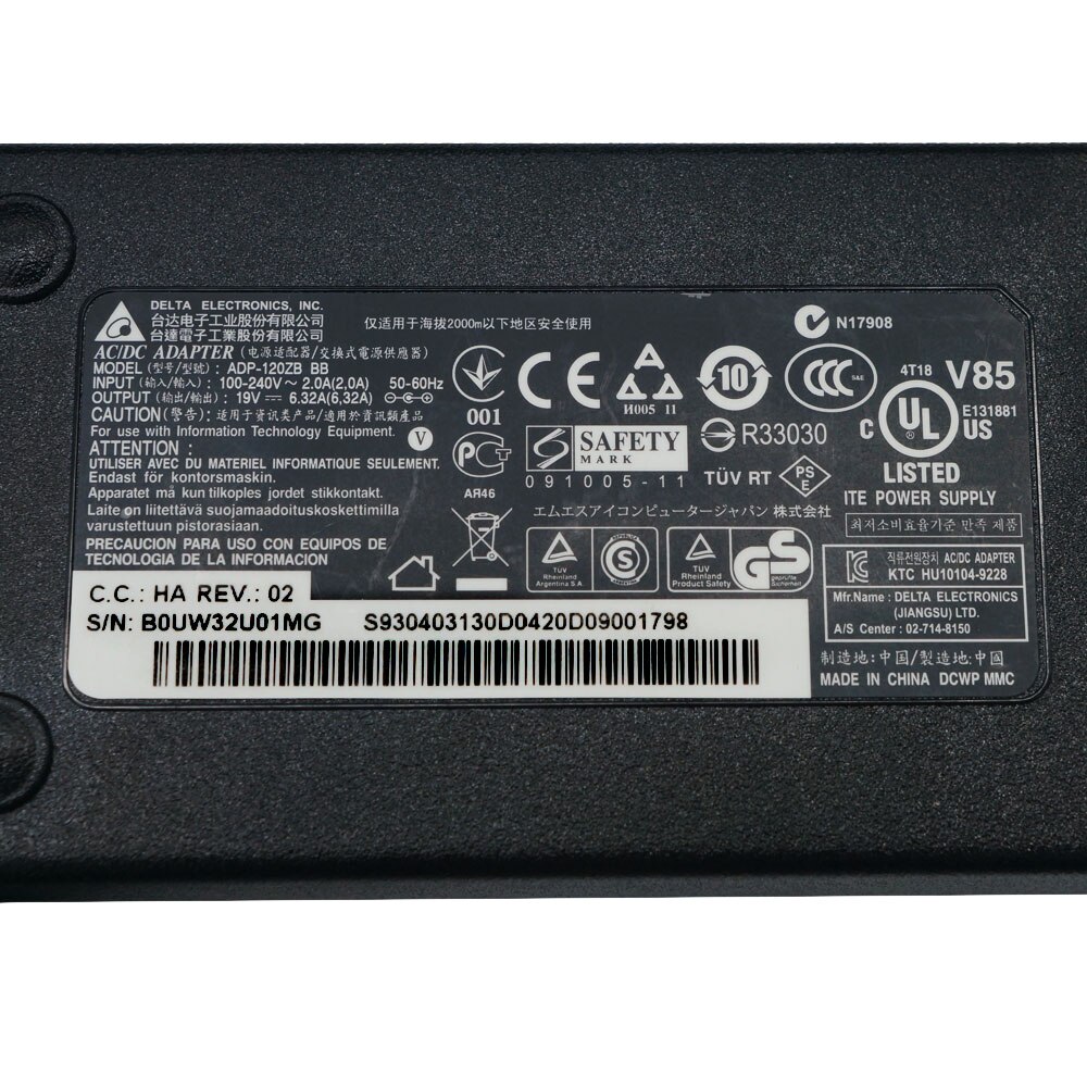 Brand original Delta 120W 19V 6.32A AC/DC Laptop Power Adapter Charger For MSI GE60 GE70 ADP-120ZB BB