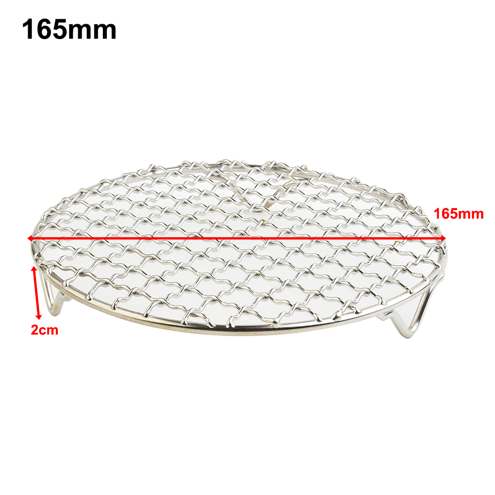 Round Barbecue BBQ Grill Net Meshes Racks Grid Round Grate Steam Net 304 Stainless Steel Wire Oven Grill Sheet: Light Grey