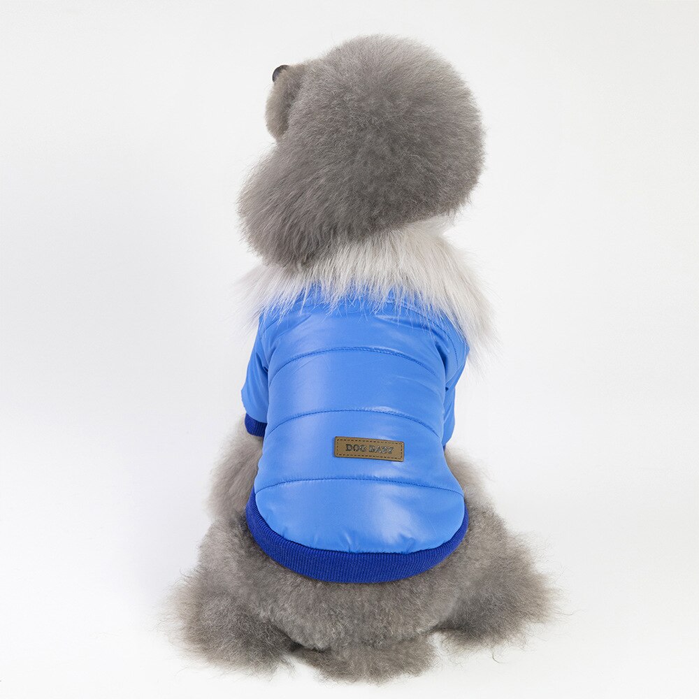 Waterproof Dogs Bread Clothing Pet Fur Collar Parkas Dog Winter Polyester Classic Coat Puppy Red Reversible Wear Pet Custome