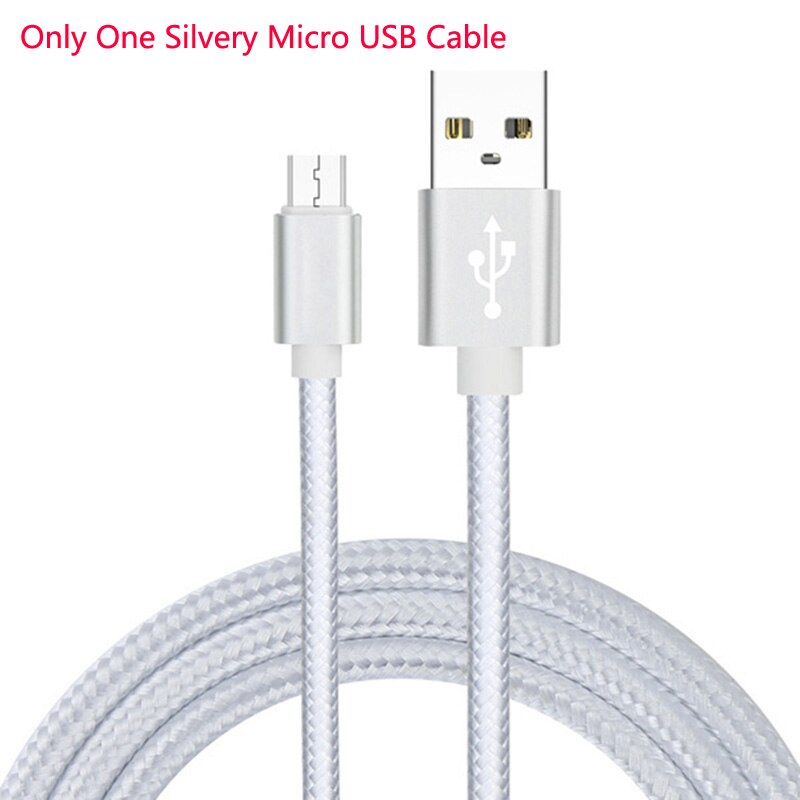 Car Charger Adapter For Meizu M8 15 Lite C9 V8 Pro M6 M5 M3 M2 Note 8 M6T M8c M6s A5 M5c E2 M5s U20 U10 Nylon Micro USB Cable: Only Sliver Cable