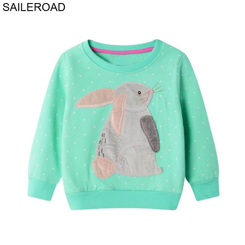 SAILEROAD Animal lapin broderie enfants Sweatshirts pour filles à manches longues chemises automne enfants vêtements à capuche filles hauts