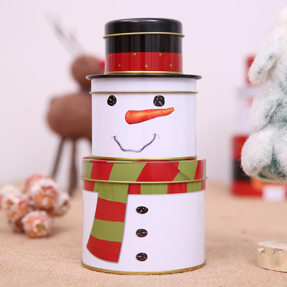 Cajas de lata de Color para decoración navideña, latas de almacenamiento para Dulces, galletas, para niños, Set de 3 unids/set: B