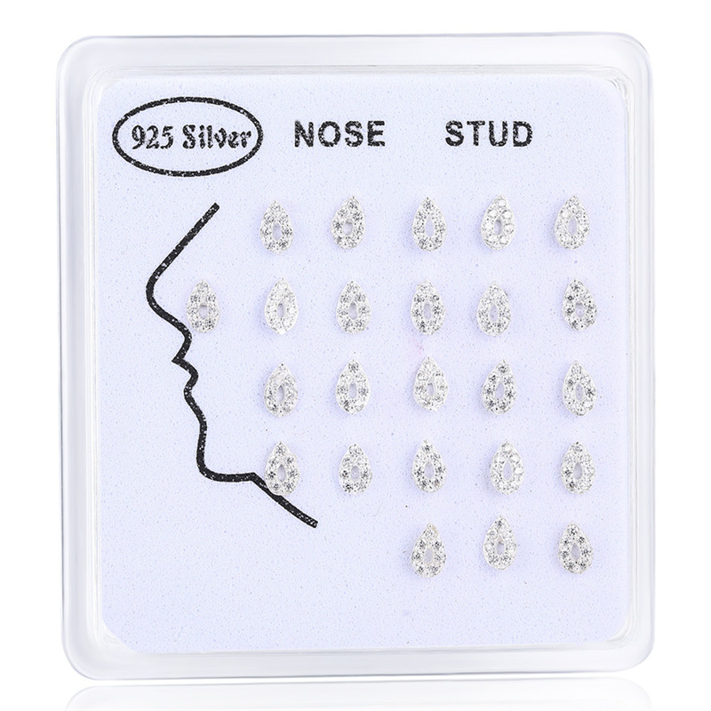 Hellolook 24 stück rosa kristall-nasenstecker, 925 nasenpiercing-stifte aus sterlingsilber für damen, körperschmuck: Weißer zirkon
