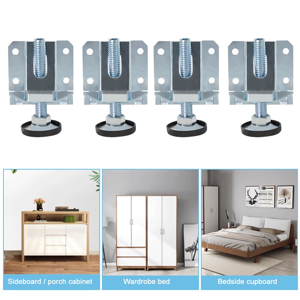 4pcs Leveling Feet Furniture Leveler Screw On Heavy Duty Home Easy Install Cabinets With Screws Adjustable Table Leg Support