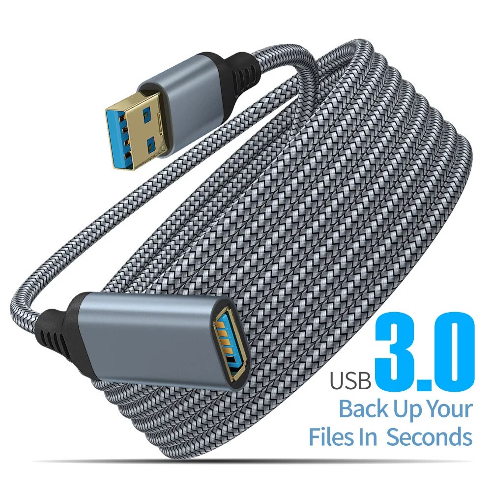 USB 3.0 Verlengkabel 5Gbps Hoge Snelheid Koord Nylon Gevlochten USB Extender Data Draad voor Webcam Camera Toetsenbord Printer 1m 2m 3m: WHITE / 11 m