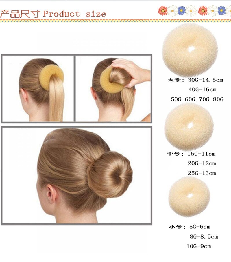 Diadema de rosquilla extragrande de 15cm, accesorio de esponja de espuma mágica, disco para el pelo, moño Updo, accesorios para la cabeza, herramienta para el cabello DIY