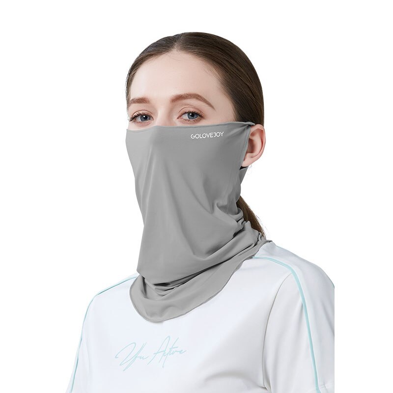 Sun Mask Female Neck Protection Sun Protection UV Protection Viscose Fiber Cold Feeling Hanging Ear Face Covering Mask Male: Dark Grey