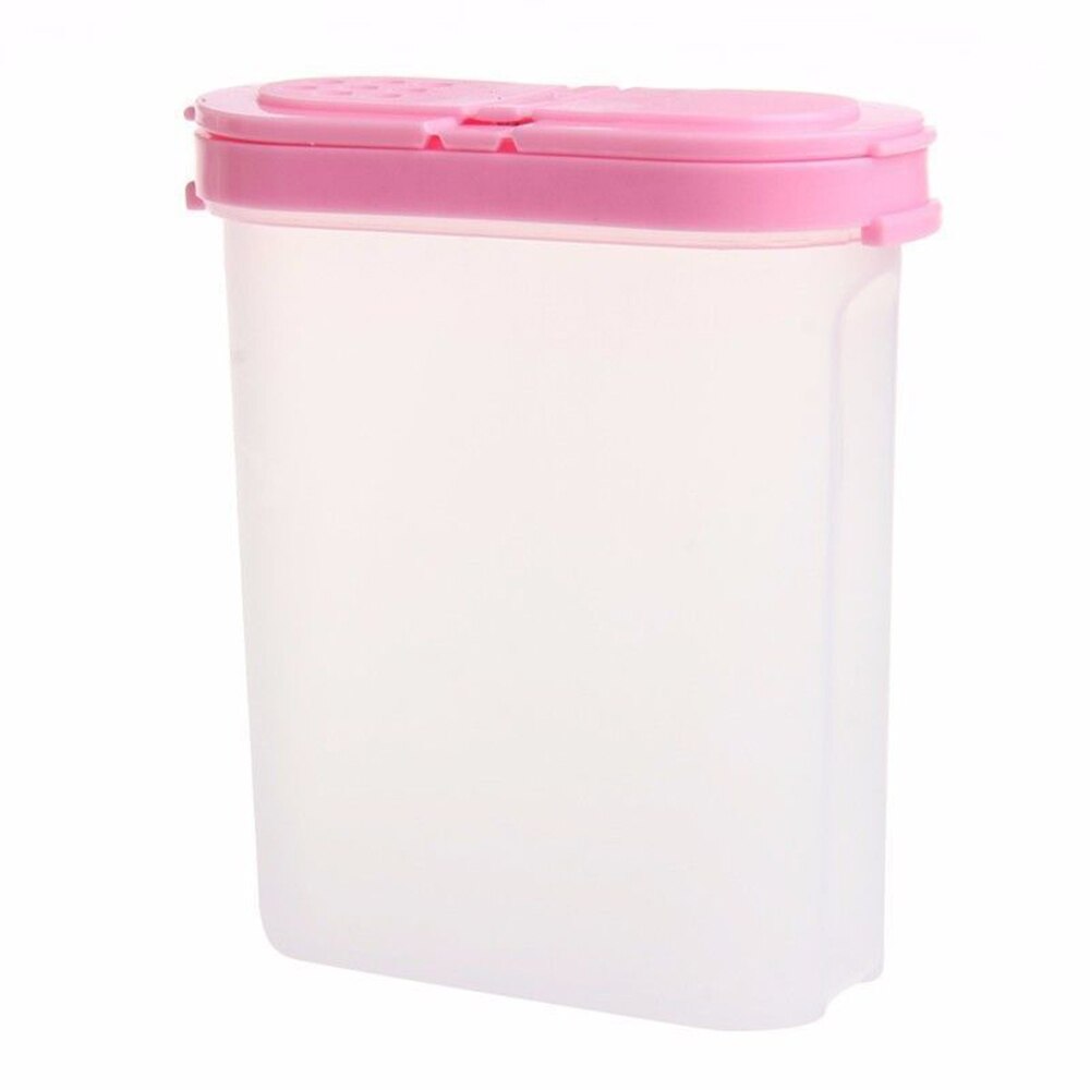 3 Colors Durable Plastic Kitchen Seasoning Container Pot Spice Boxes Practical sugar bowl Double Lid Kitchen gadgets: Pink