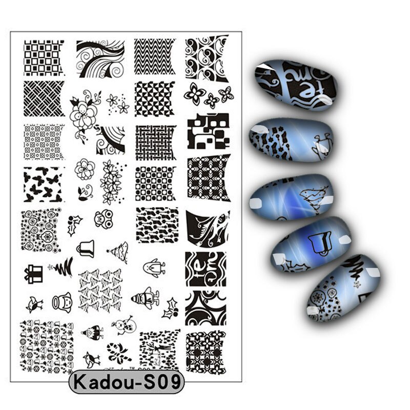 9.5*14.5cm Nail Stamping Plate Nail Art Stencils For Nails Manicure Popular Plate Instruments Tool 16 Patterns: KADOUS09