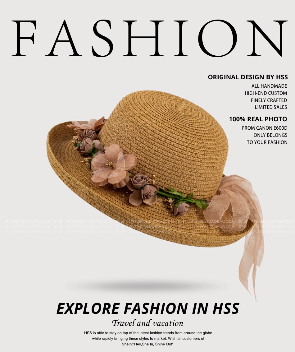 HSS Novo Guirlanda de flores Chapéus De Palha Senhora praia verão Chapéu chapéu de Sol Das Mulheres 2018 Moda Viagem Arco Chapéus