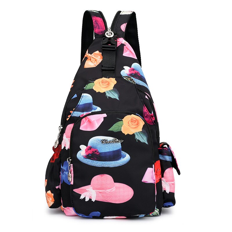 Zoete Meisjes Mode Bloemen Printing Bloem Schoudertas Dames Crossbody Tas Borst Tassen Voor Vrouwen Multifunctionele Rugzak: hats