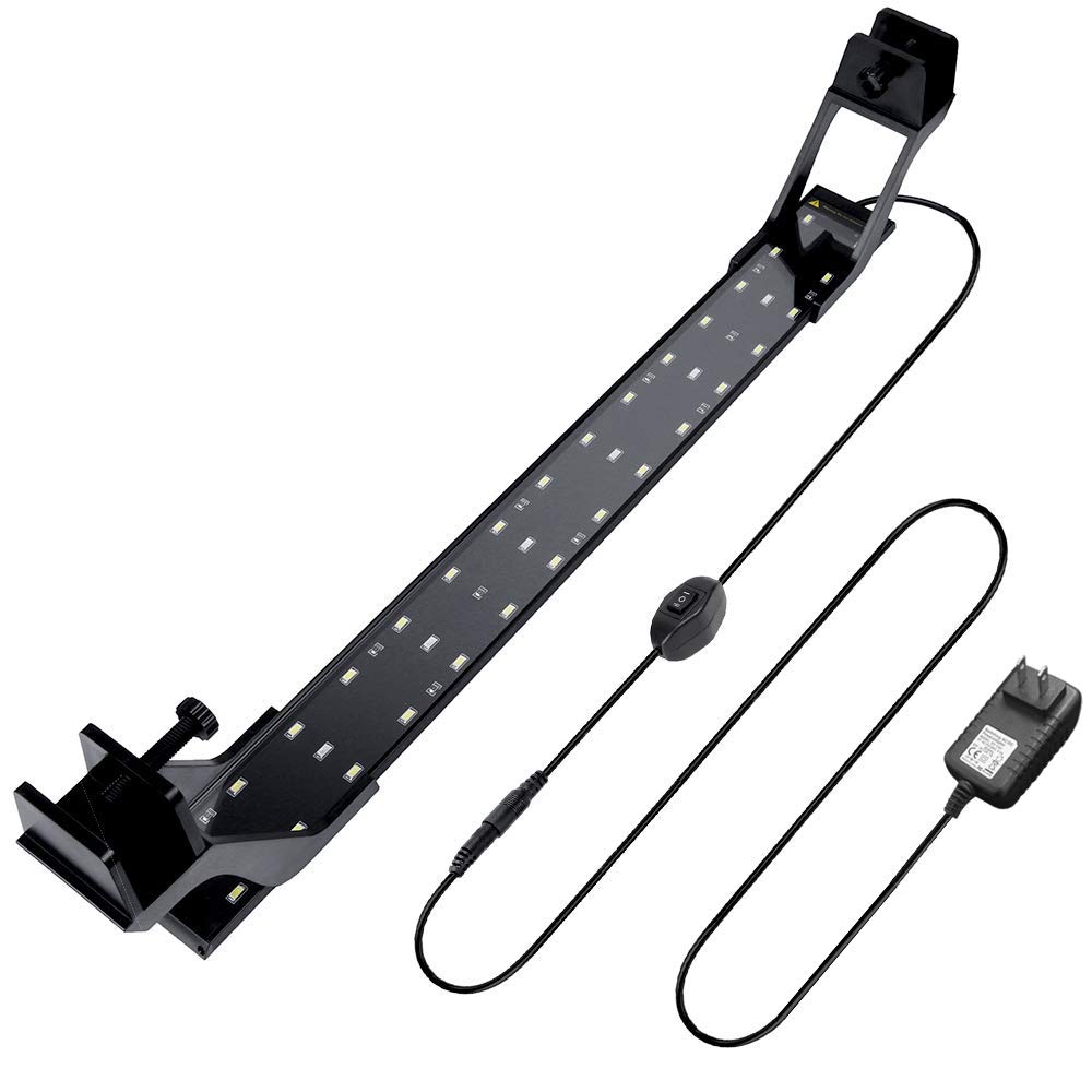 Super Bright LED Aquarium Light Double Bracket Blue and White Light Fish Tank Lamp Light with Extendable Bracket 36LEDs D30: US Plug