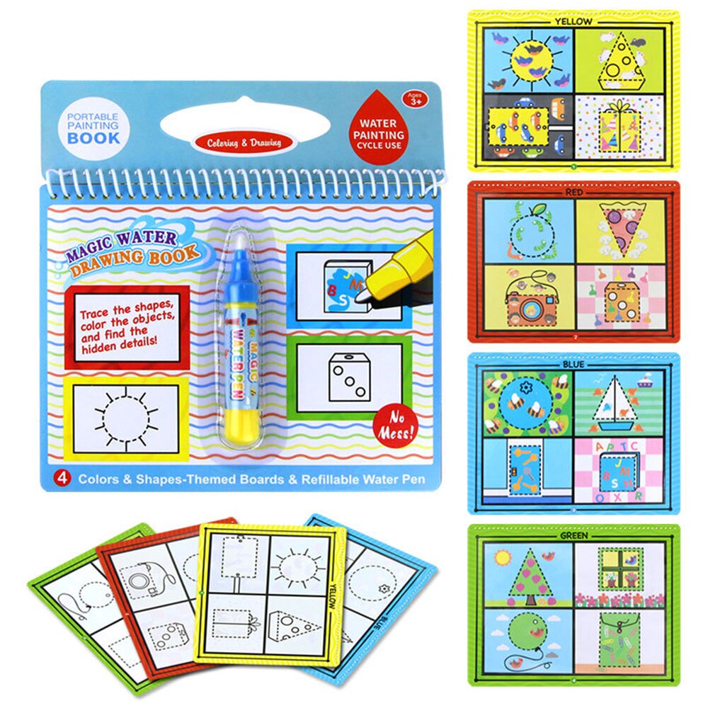 Mugoyrt Magic Water Drawing Kids Boek Kleuring Doodle & Magic Pen Tekening Speelgoed Vroegschoolse Educatie Voor Kinderen: Style 3