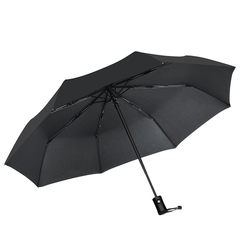 Ultra-light Fully Automatic Prevent Wind Rain Three-fold 10 Ribs Foldable Portable Practical Windproof Umbrella: black