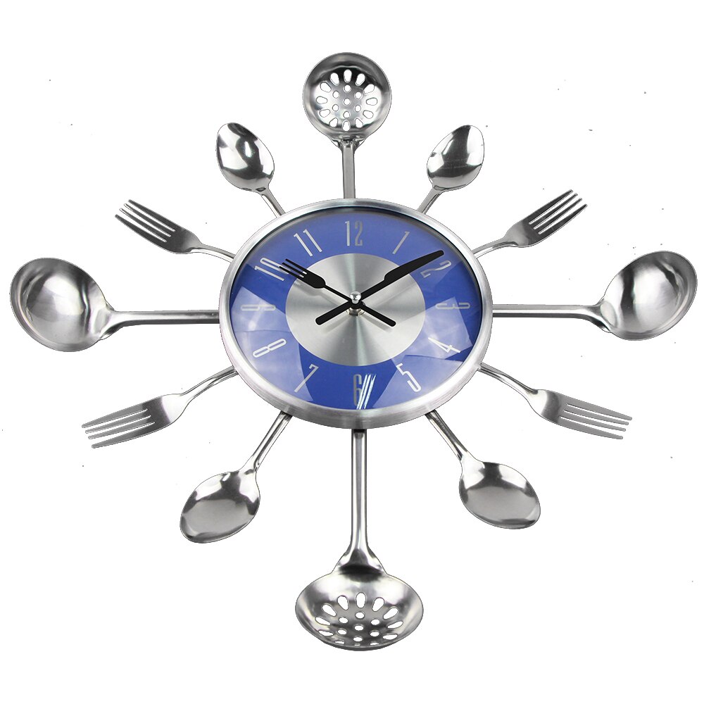 Large Cutlery Kitchen Wall Clock Medern Metal Kitchen Spoon Forks Wall Clocks Home Decor Wall Watch Horloge Murale