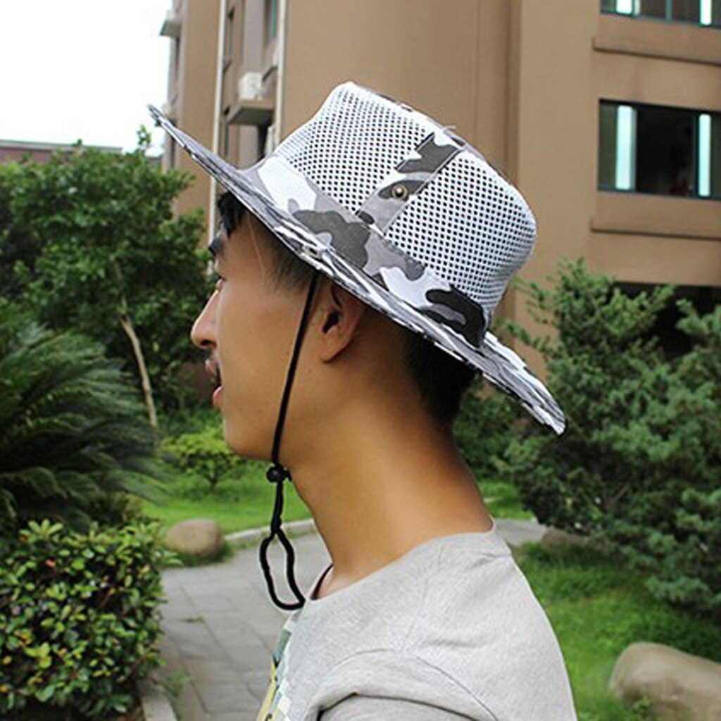 Men Women Sun Protection Hat Wide Brim Bucket Hat Fishing Hats Mesh Hats