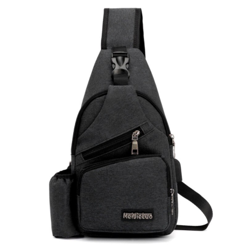 Unisex External USB Charge Chest Bags Male Men Chest Waist Pack Antitheft Travel Crossbody Bags For Men Sling Shoulder Bag: black