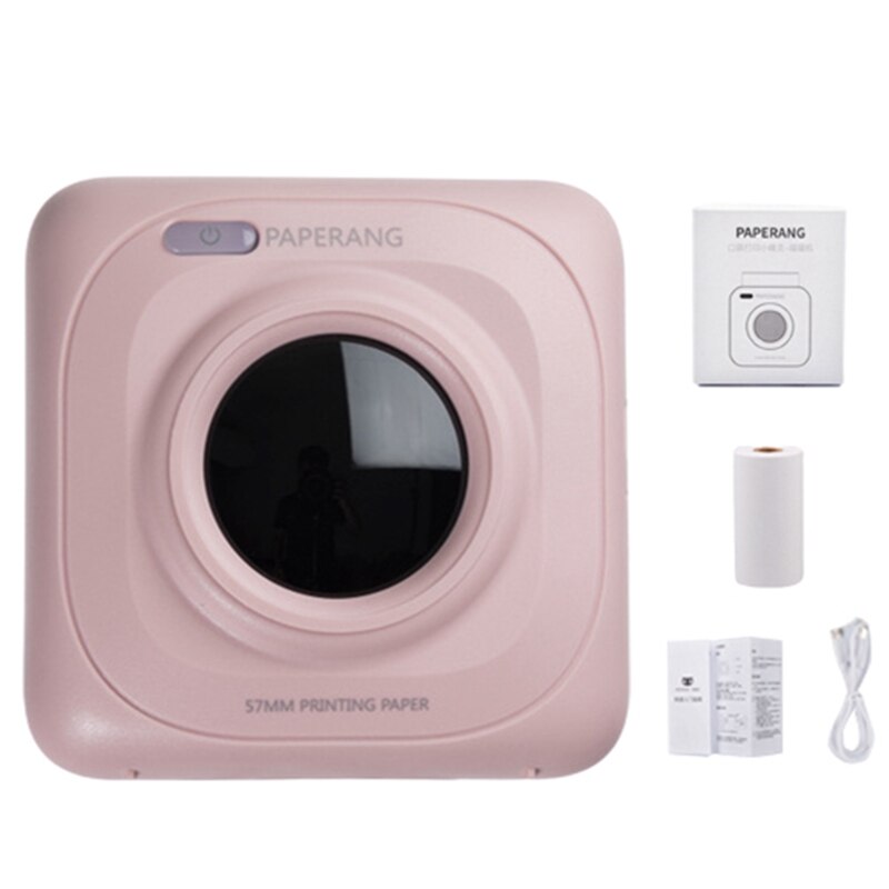 Mini Portable Thermal Printer Photo Pocket Photo 300dpi Printing With 1Roller Paper Wireless Bluetooth Student Printers School: Pink