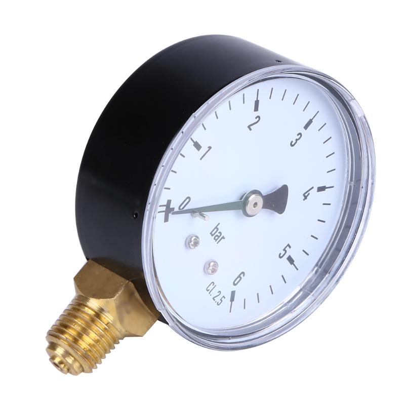 Manometer 6 bar kompressor trykluft trykmåler til luft vand olie gas måling 1/4 tommer