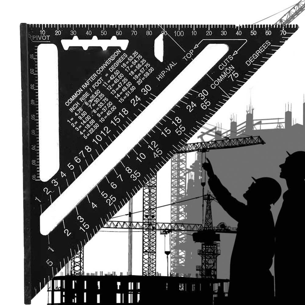 1 Pc Black Aluminum Alloy Speed Square Rafter Triangle Angle Square Layout Guide Construction Carpenter Woodworking