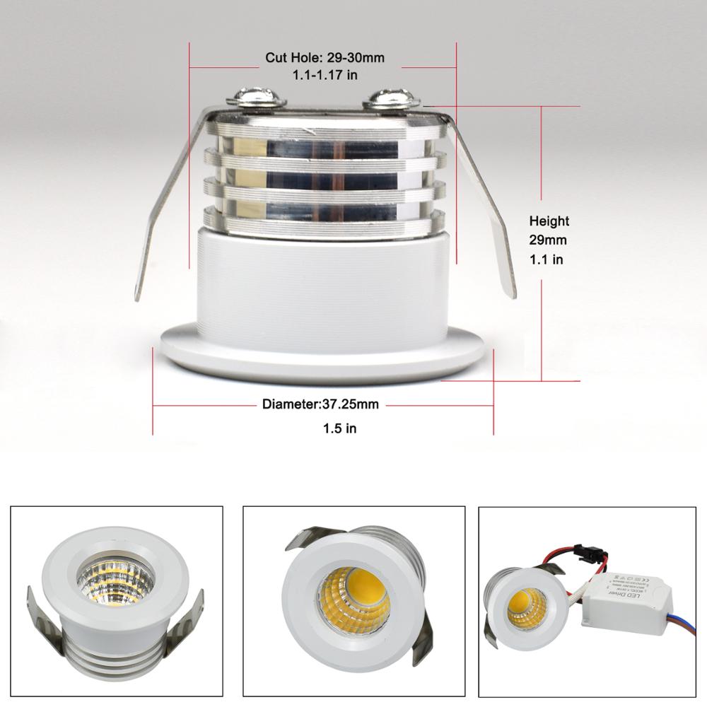 Mini Spot LED COB 3W spots Dimbaar voor vitrinekast loft binnen sieraden mini led licht Aluminium