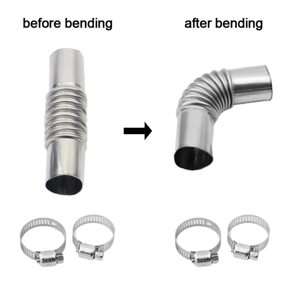 24mm Elbow Pipe Air Parking Heater Exhaust Pipe Connector w/Clamps For Webasto Eberspaecher Heater