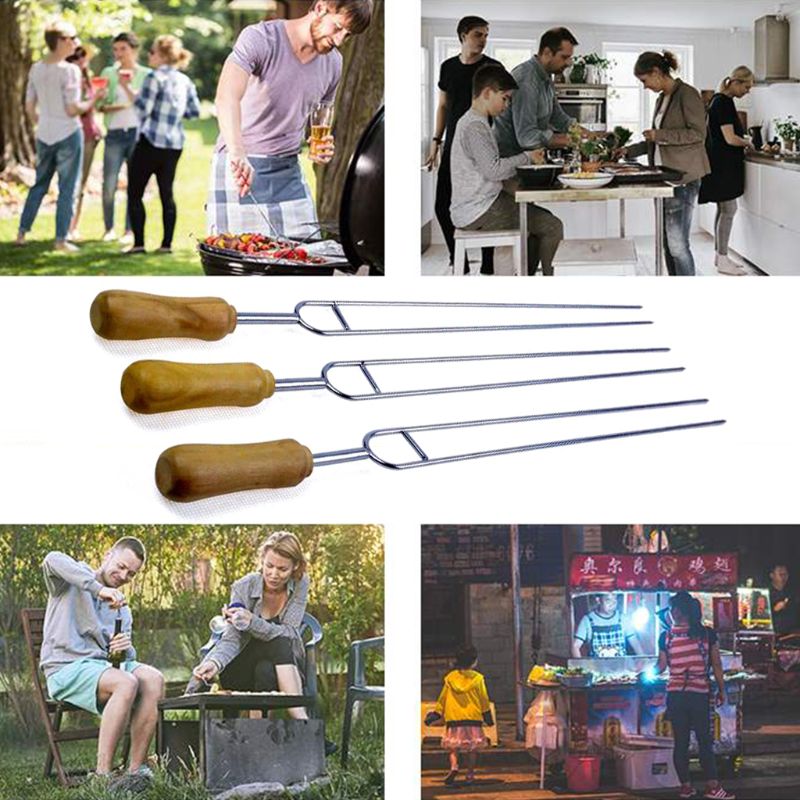 6pcs Stainless Steel U-Shaped Barbecue Brazing Fork Needle BBQ Grilling Skewers
