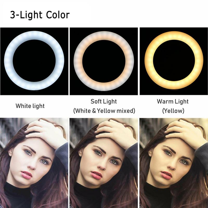 3-Light Color LED Ring Light Dimmable 5500K Lamp Photography Camera LED Fill Light Photo Studio Video LED Light With Tripod