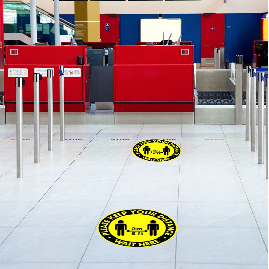 5x Social Distancing Floor Decals Safety Floor Sign Marking Direction for Queue