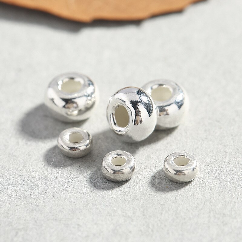 1 Pack 925 Sterling Silber Oval Charme Perlen 3x2mm 5x3mm Metall Silber 925 Abstandshalter perlen Erkenntnisse DIY Ohrringe Schmuck Machen