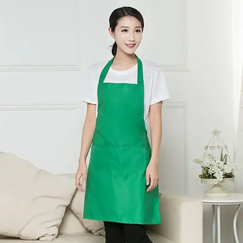Delantal con pechera para Chef con bolsillos, correa para el cuello, delantales de tela para cocinar, manualidades, limpieza del hogar, Chef para hombres y mujeres, lavable a máquina: S / Verde