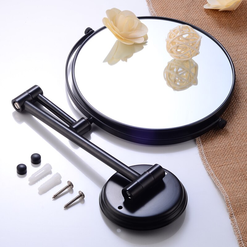 Wall Mirror Round Bathroom Makeup Mirror Stainless Steel Double Face Dressing Mirror Rotating Cosmetic Silver Make Up Tool