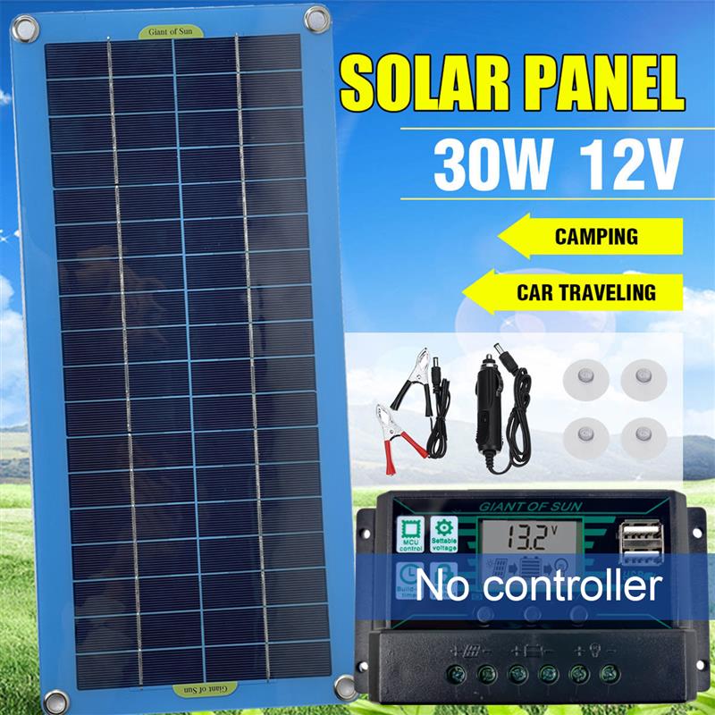 30W Zonnepaneel 12V Polykristallijne Dubbele Usb Power Draagbare Outdoor Zonnecel Auto Camping Telefoon Oplader Solar lader